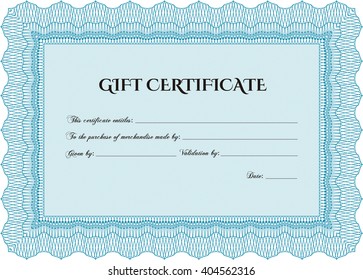 Vector Gift Certificate. Excellent design. With complex background. Customizable, Easy to edit and change colors. 
