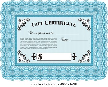 Certificado de regalo de vectores. Excelente diseño. Fondo complejo. Personalizable, fácil de editar y cambiar los colores. 