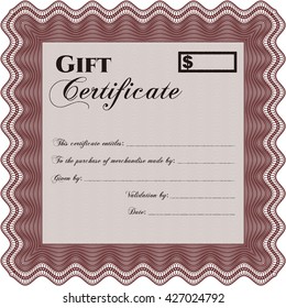 Vector Gift Certificate. Excellent design. Customizable, Easy to edit and change colors. Complex background. 