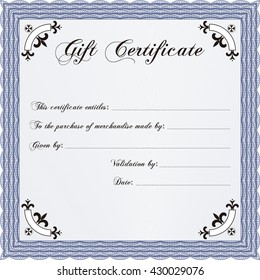 Vector Gift Certificate. Excellent design. Customizable, Easy to edit and change colors. With complex background. 