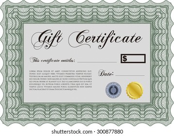 Vector Gift Certificate. With guilloche pattern. Customizable, Easy to edit and change colors.Lovely design. 