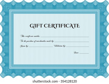 Vector Gift Certificate. Vector illustration.With background. Complex design. 