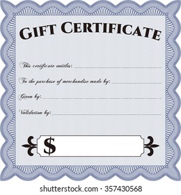 Certificado de regalo de vectores. Ilustración vectorial.Con fondo. Diseño superior. 