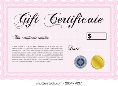 Vector Gift Certificate. Nice design. With quality background. Detailed.