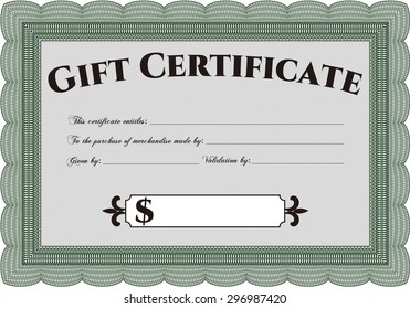 Vector Gift Certificate template. Artistry design. With great quality guilloche pattern. Detailed.