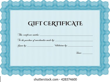 Vector Gift Certificate template. With complex linear background. Vector illustration. Excellent complex design. 