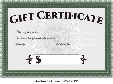 Vector Gift Certificate template. Detailed.Sophisticated design. With quality background. 