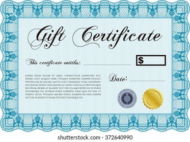 Vorlage für Vektorgeschenkgutscheine. Mit guillochiertem Muster und Hintergrund. Vektorgrafik. Elegantes Design. 