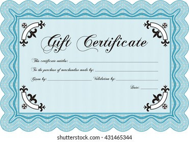 Vorlage für Vektorgeschenkgutscheine. Mit guillochiertem Muster und Hintergrund. Vektorgrafik. Elegantes Design. 