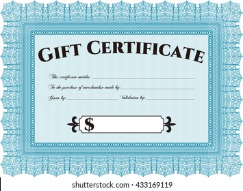 Vector Gift Certificate template. Vector illustration. With complex linear background. Excellent complex design. 