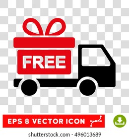 Vector Gift Delivery EPS vector pictogram. Illustration style is flat iconic bicolor intensive red and black symbol on a transparent background.