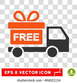 Vector Gift Delivery EPS vector pictogram. Illustration style is flat iconic bicolor orange and gray symbol on a transparent background.