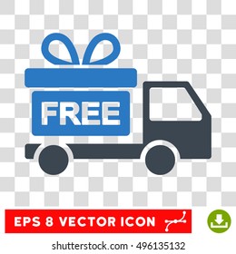 Vector Gift Delivery EPS vector pictogram. Illustration style is flat iconic bicolor smooth blue symbol on a transparent background.