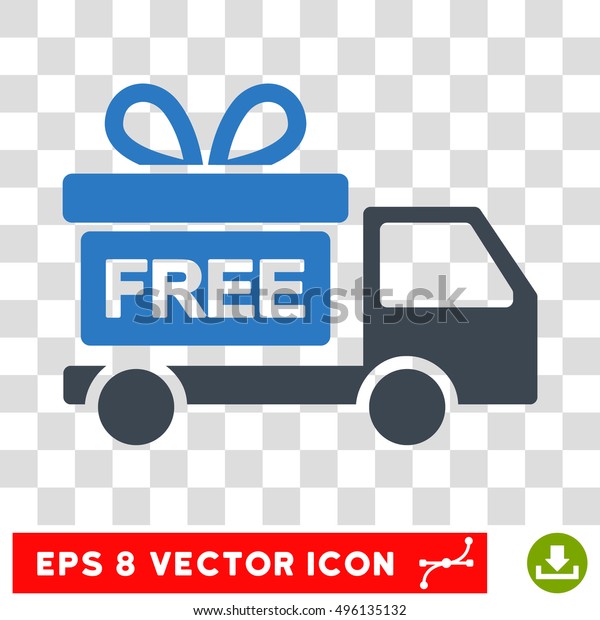 Vector Gift Delivery EPS vector pictogram.\
Illustration style is flat iconic bicolor smooth blue symbol on a\
transparent background.