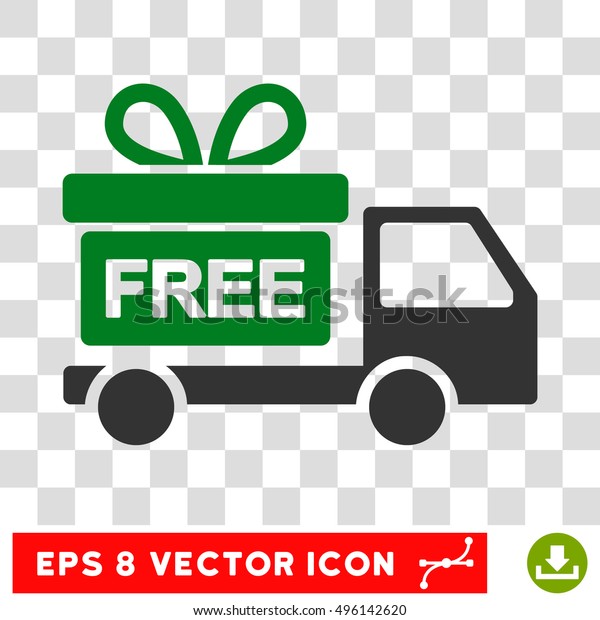 Vector Gift Delivery EPS vector pictogram.\
Illustration style is flat iconic bicolor green and gray symbol on\
a transparent\
background.