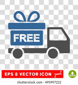 Vector Gift Delivery EPS vector pictograph. Illustration style is flat iconic bicolor cobalt and gray symbol on a transparent background.