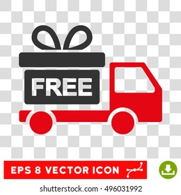 Vector Gift Delivery EPS vector pictograph. Illustration style is flat iconic bicolor gray and intensive red symbol on a transparent background.