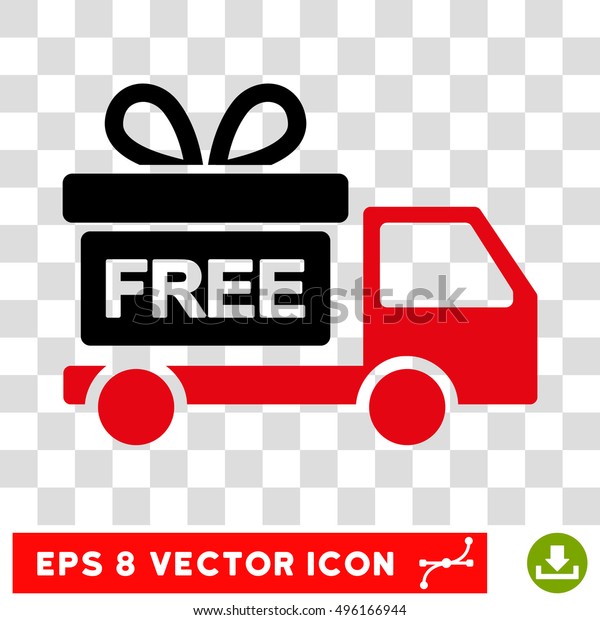 Vector Gift Delivery EPS vector pictograph.\
Illustration style is flat iconic bicolor black and intensive red\
symbol on a transparent\
background.