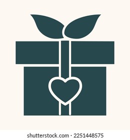 vector Gift filled icon illustration for valentine's day