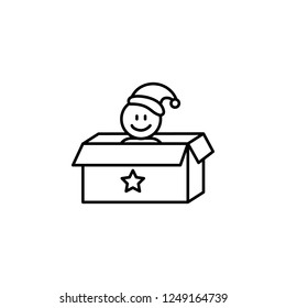 Vector gift flat concept. Joyful man holding a big present. Vector icon