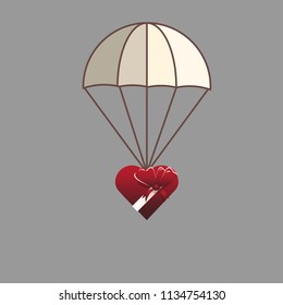 Vector gift in the form of heart. A gift for the holiday of lovers.
