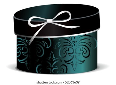 Vector gift green box with silver bow