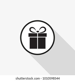Vector gift icon with a long shadow