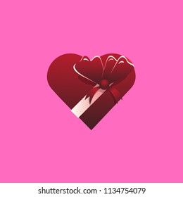 Vector gift icon on the day of the holy Valentine.
