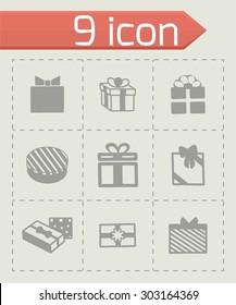 Vector gift icon set on grey background