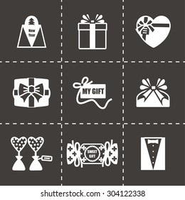 Vector Gift icon set on black background