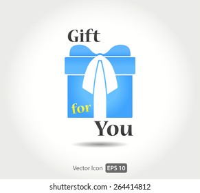 Vector Gift Icon - Gift for You - Blue 