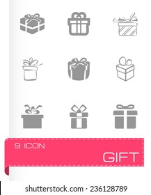 Vector gift  icons set on grey background