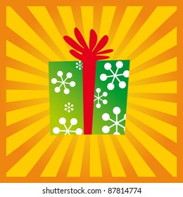 Vector Gift with orange shine background