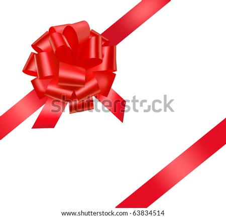 Vector. Gift red ribbon and bow.