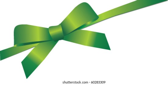 Vector gift ribbon with green silk bow