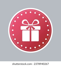 Vector gift sticker.  Gift emblem in a circle. Free gift. Bonus