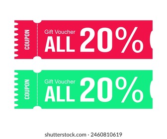 Cupón de cupón de regalo de Vector 20% para la venta