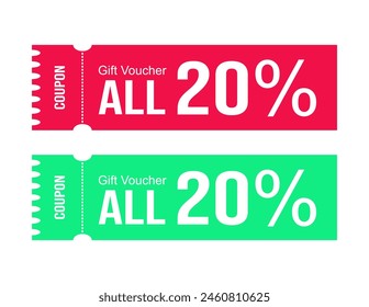 Vector Gift Voucher Coupon 20% For Sale