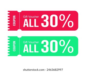 Vector Gift Voucher Coupon 30% For Sale
