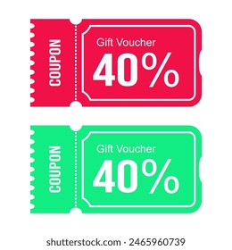 Vector Gift Voucher Coupon 40% For Sale