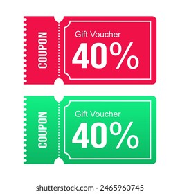 Vector Gift Voucher Coupon 40% For Sale