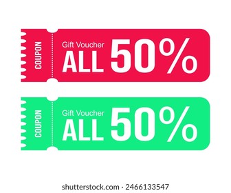 Vector Gift Voucher Coupon 50% For Sale
