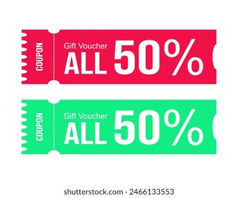Cupón de cupón de regalo de Vector 50% para la venta
