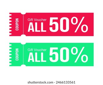 Cupón de cupón de regalo de Vector 50% para la venta