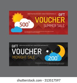 Vector gift voucher coupon template design. paper label frame modern pattern style.