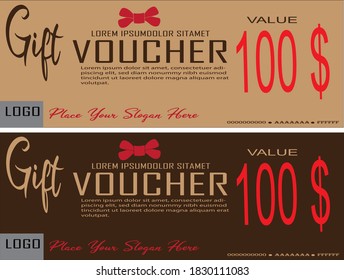 Vector gift voucher design template. Subtle stripes.