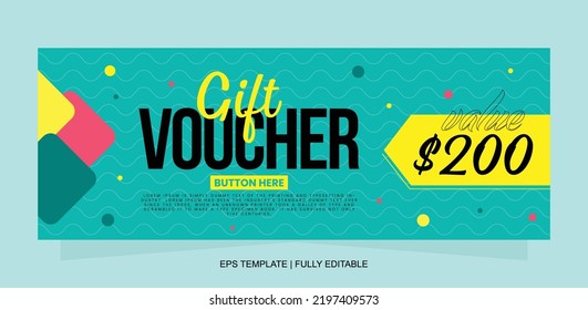 Vector Gift Voucher Design Template. Gift Voucher Template Promotion Sale Discount. Vector Illustration
