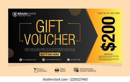 Vector Gift Voucher Design Template. Gift Voucher Template Promotion Sale Discount. Vector Illustration