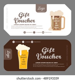 Vector gift voucher of free beer to increase the sales of beer in a bar and cafe.