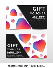 Vector gift voucher with hearts. Discount coupon for shopping in  store. Holiday banner, flyer, postcard for sales.